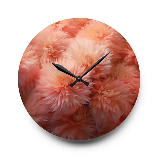 Lovely Fuzzy Buds in Peach 02 - Acrylic Wall Clock - Image 13