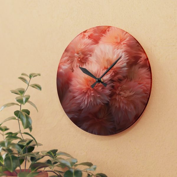 Lovely Fuzzy Buds in Peach 02 - Acrylic Wall Clock - Image 15