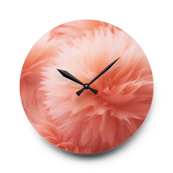 Lovely Fuzzy Buds in Peach 03 - Acrylic Wall Clock - Image 13