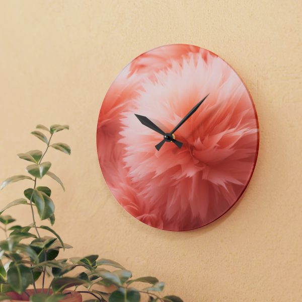 Lovely Fuzzy Buds in Peach 03 - Acrylic Wall Clock - Image 15