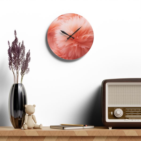 Lovely Fuzzy Buds in Peach 03 - Acrylic Wall Clock - Image 16