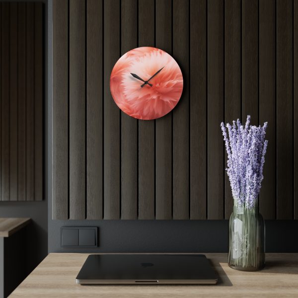 Lovely Fuzzy Buds in Peach 03 - Acrylic Wall Clock - Image 17