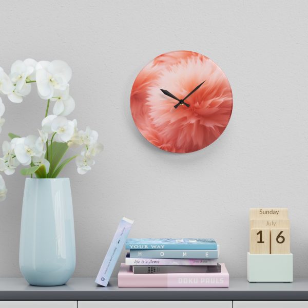 Lovely Fuzzy Buds in Peach 03 - Acrylic Wall Clock - Image 18