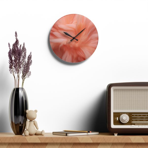 Lovely Fuzzy Feathers in Peach 01 - Acrylic Wall Clock - Image 16