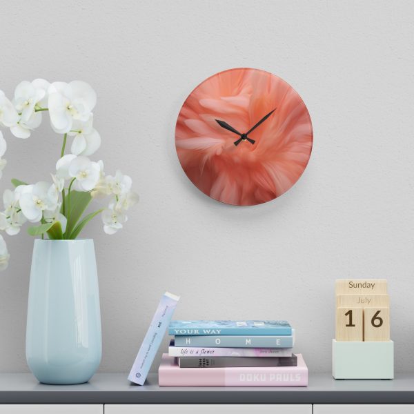 Lovely Fuzzy Feathers in Peach 01 - Acrylic Wall Clock - Image 18