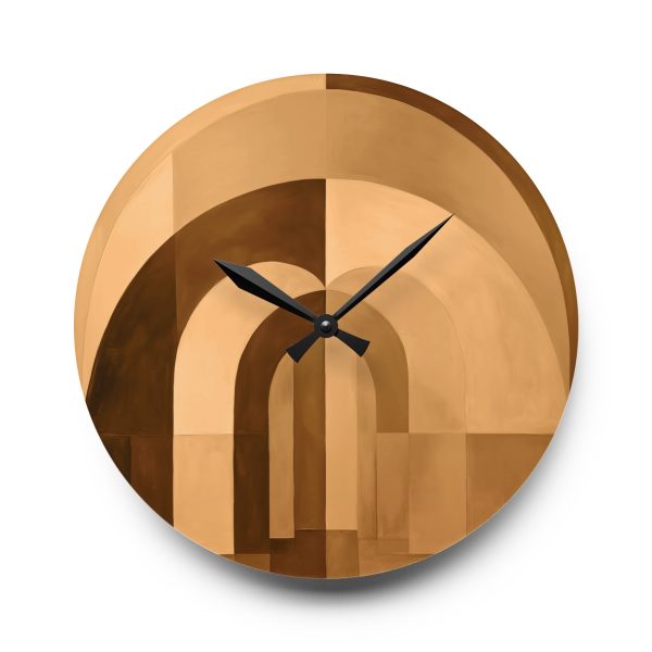 Soft Geometric Archways in Honey Yellow Tone - Acrylic Wall Clock - Image 13