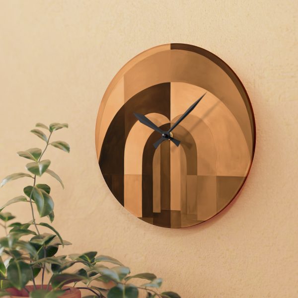 Soft Geometric Archways in Honey Yellow Tone - Acrylic Wall Clock - Image 15