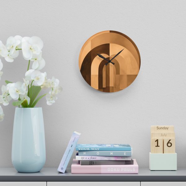 Soft Geometric Archways in Honey Yellow Tone - Acrylic Wall Clock - Image 18