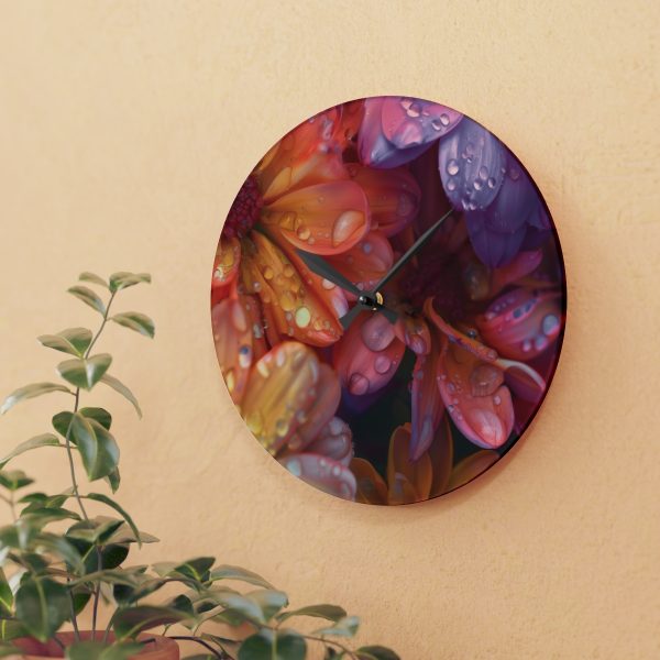 Bright Fantasy Floral 04 - Acrylic Wall Clock - Image 15