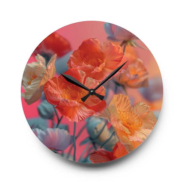 Bright Fantasy Floral 05 - Acrylic Wall Clock - Image 13