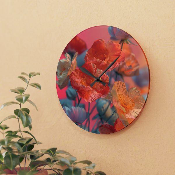 Bright Fantasy Floral 05 - Acrylic Wall Clock - Image 15