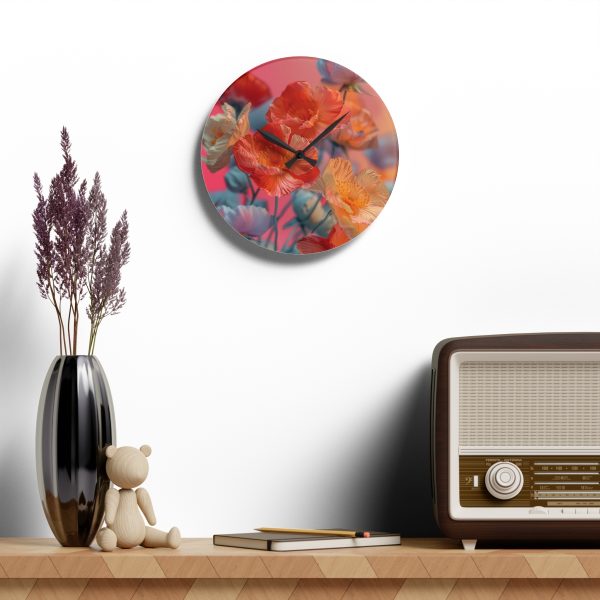 Bright Fantasy Floral 05 - Acrylic Wall Clock - Image 16