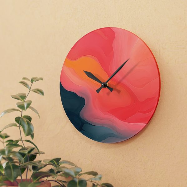 Aqueous Expression in Navy and Peachy Pastels 02 - Acrylic Wall Clock - Image 15