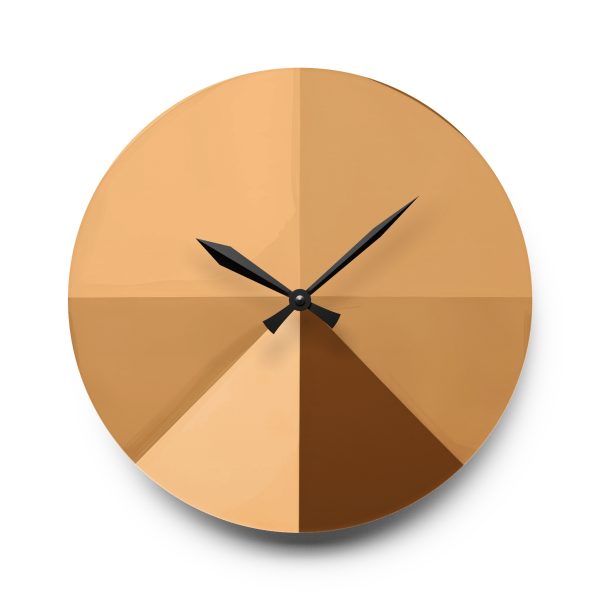 Soft Geometric Pyramid 02 in Honey Yellow Tone - Acrylic Wall Clock - Image 13