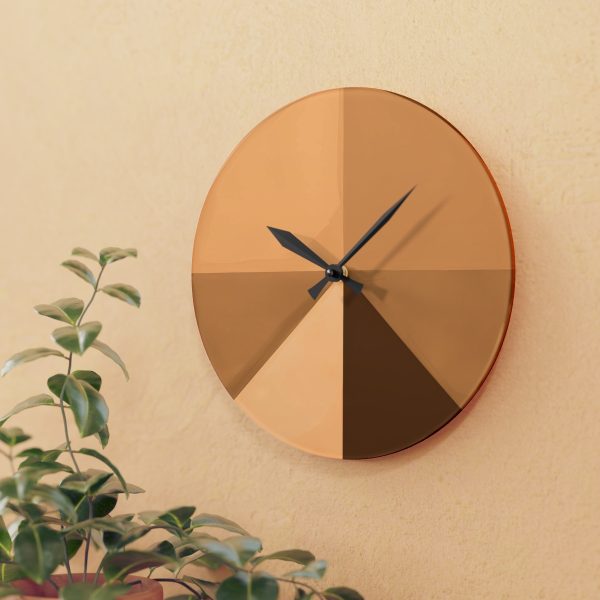 Soft Geometric Pyramid 02 in Honey Yellow Tone - Acrylic Wall Clock - Image 15