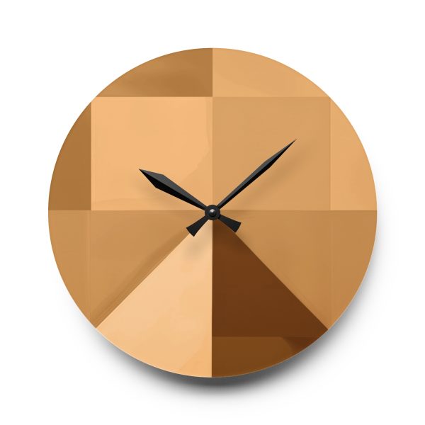 Soft Geometric Pyramid 01 in Honey Yellow Tone - Acrylic Wall Clock - Image 13