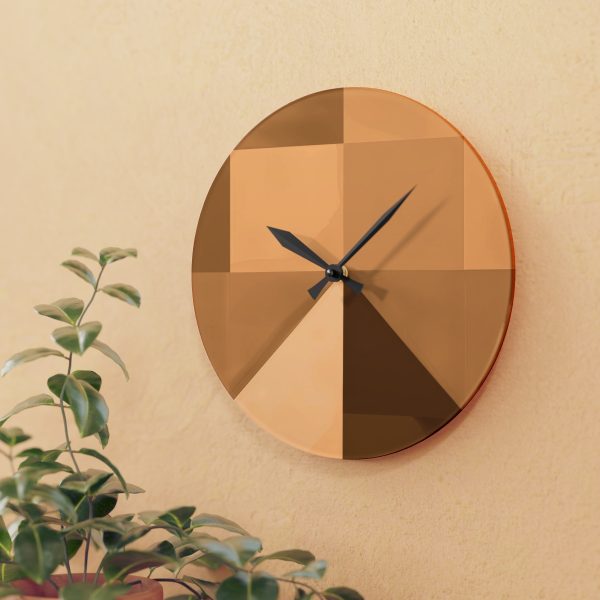 Soft Geometric Pyramid 01 in Honey Yellow Tone - Acrylic Wall Clock - Image 15