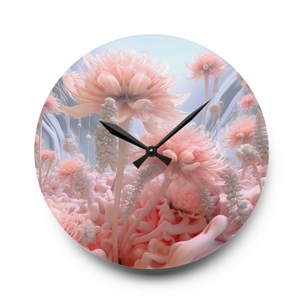 Foamy Floral Fusion 01 - Acrylic Wall Clock - Image 13