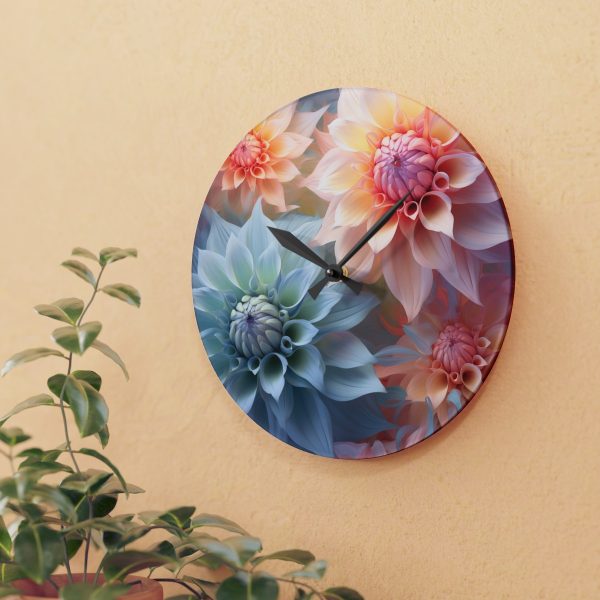 Pastel Fantasy Baroque Floral 02 - Acrylic Wall Clock - Image 15