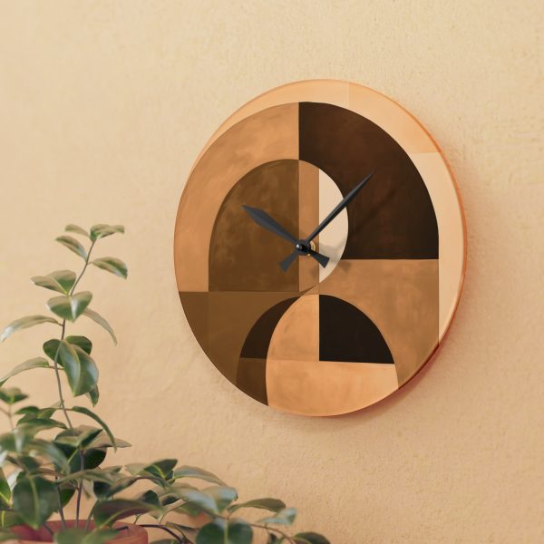 Soft Geometric Windows in Honey Yellow Tone - Acrylic Wall Clock - Image 15