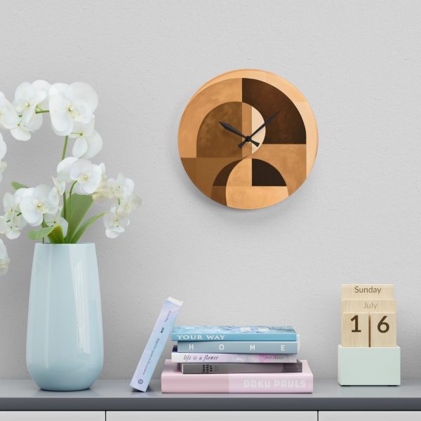 Soft Geometric Windows in Honey Yellow Tone - Acrylic Wall Clock - Image 18