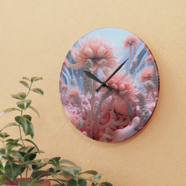 Foamy Floral Fusion 01 - Acrylic Wall Clock - Image 15