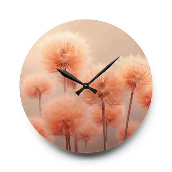 Misty Peach Dandelions - Acrylic Wall Clock - Image 13