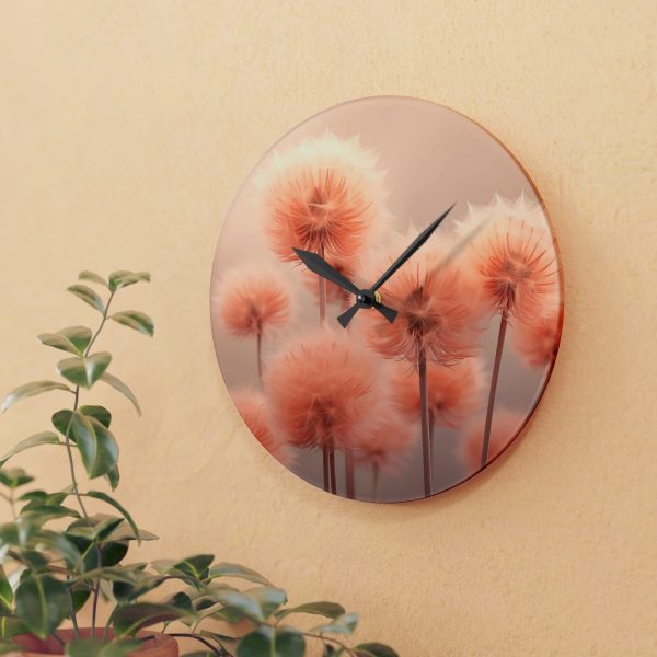 Misty Peach Dandelions - Acrylic Wall Clock - Image 15