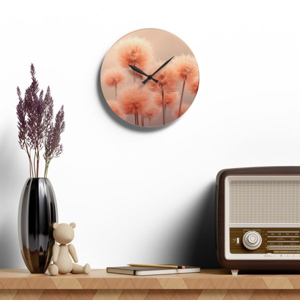 Misty Peach Dandelions - Acrylic Wall Clock - Image 16