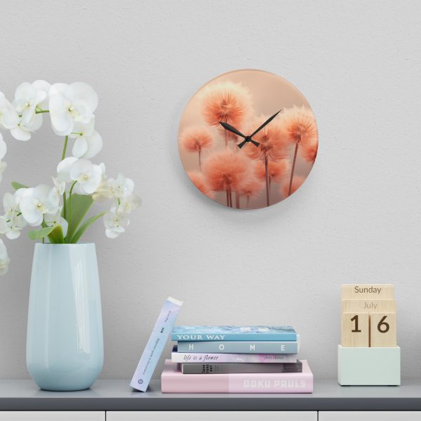 Misty Peach Dandelions - Acrylic Wall Clock - Image 18