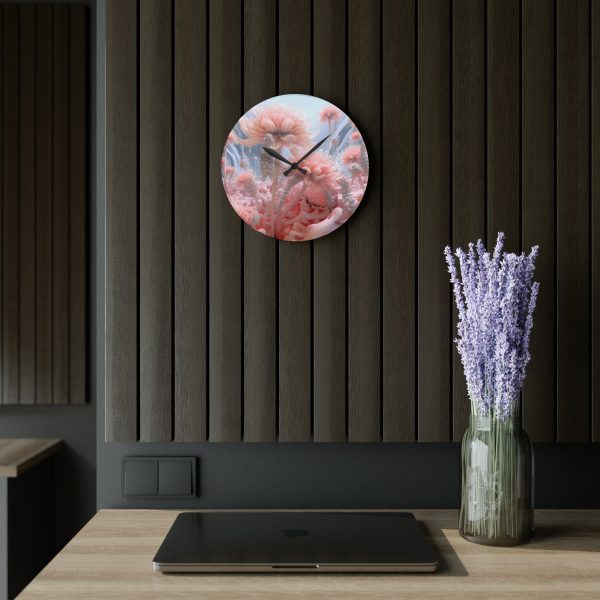 Foamy Floral Fusion 01 - Acrylic Wall Clock - Image 17