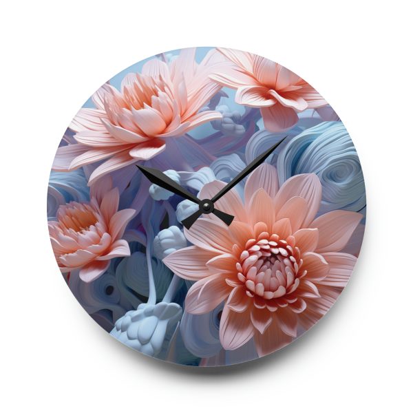 Foamy Floral Fusion 02 - Acrylic Wall Clock - Image 13