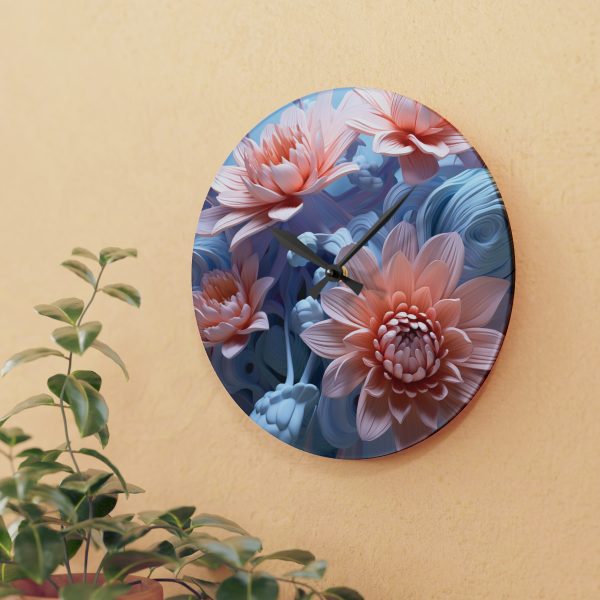 Foamy Floral Fusion 02 - Acrylic Wall Clock - Image 15