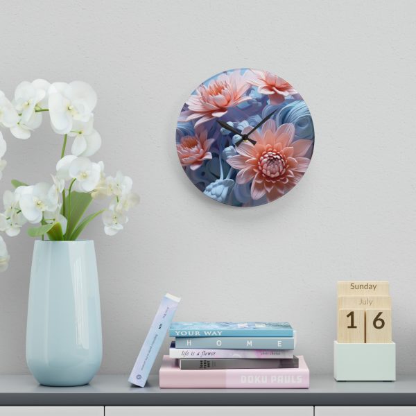 Foamy Floral Fusion 02 - Acrylic Wall Clock - Image 18