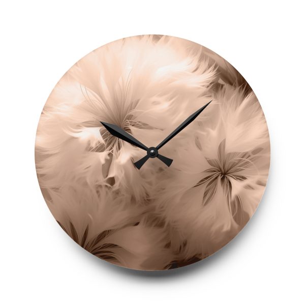 Soft Fantasy Feather Puffs in Peach Puree Tone - Acrylic Wall Clock - Image 13