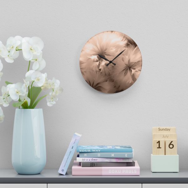 Soft Fantasy Feather Puffs in Peach Puree Tone - Acrylic Wall Clock - Image 18