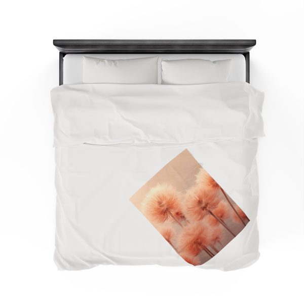 Misty Peach Dandelions - Velveteen Plush Blanket - Image 16