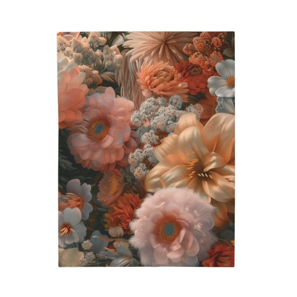 Lustrous Peach Baroque Floral 02 - Velveteen Plush Blanket - Image 9