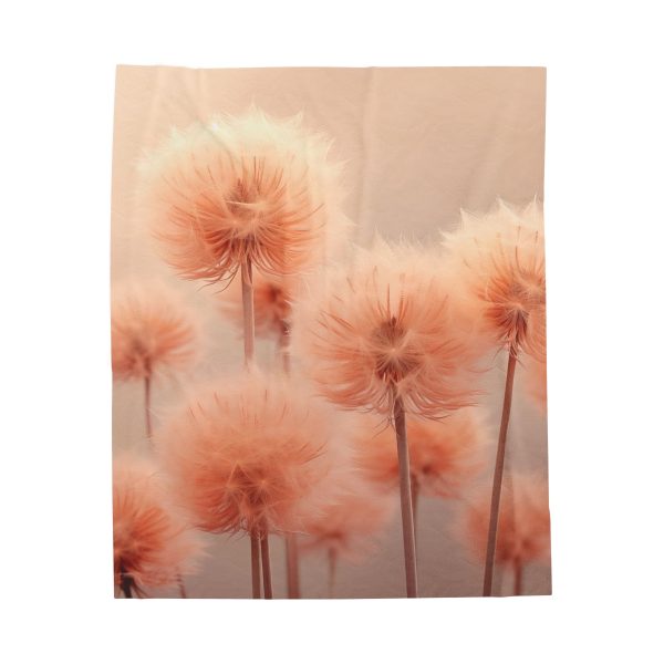 Misty Peach Dandelions - Velveteen Plush Blanket - Image 17