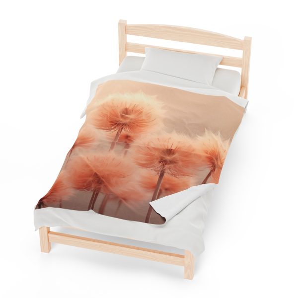 Misty Peach Dandelions - Velveteen Plush Blanket - Image 21