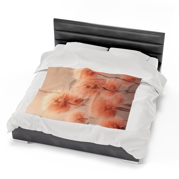 Misty Peach Dandelions - Velveteen Plush Blanket - Image 22