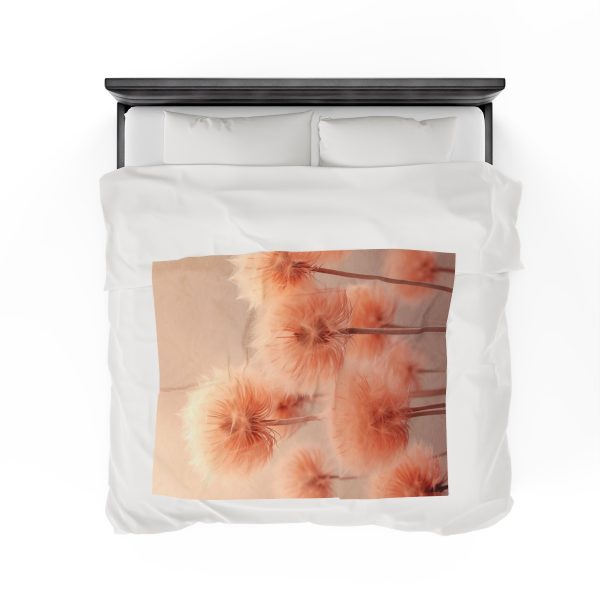 Misty Peach Dandelions - Velveteen Plush Blanket - Image 24