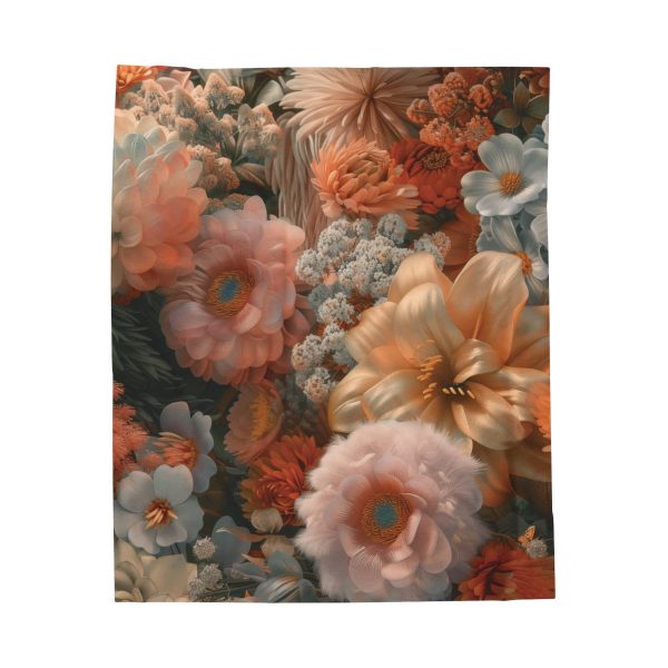 Lustrous Peach Baroque Floral 02 - Velveteen Plush Blanket - Image 17