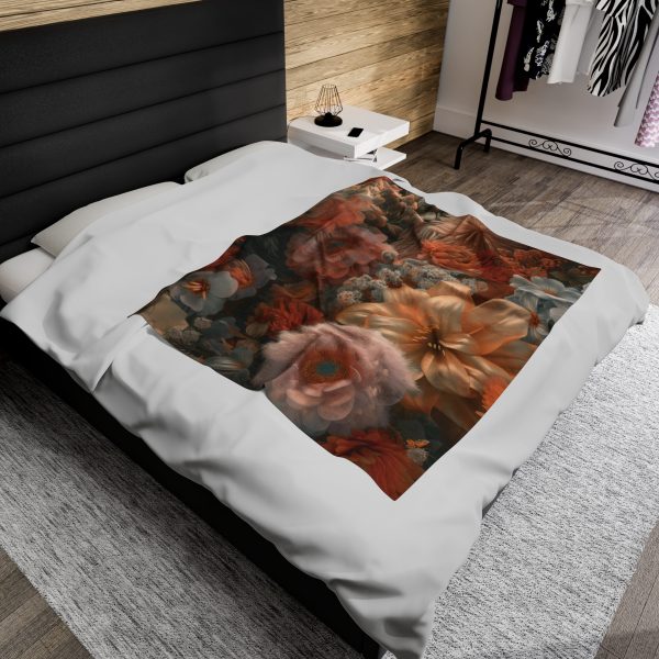 Lustrous Peach Baroque Floral 02 - Velveteen Plush Blanket - Image 20