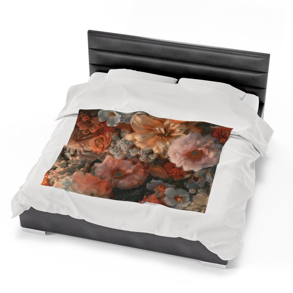 Lustrous Peach Baroque Floral 02 - Velveteen Plush Blanket - Image 22