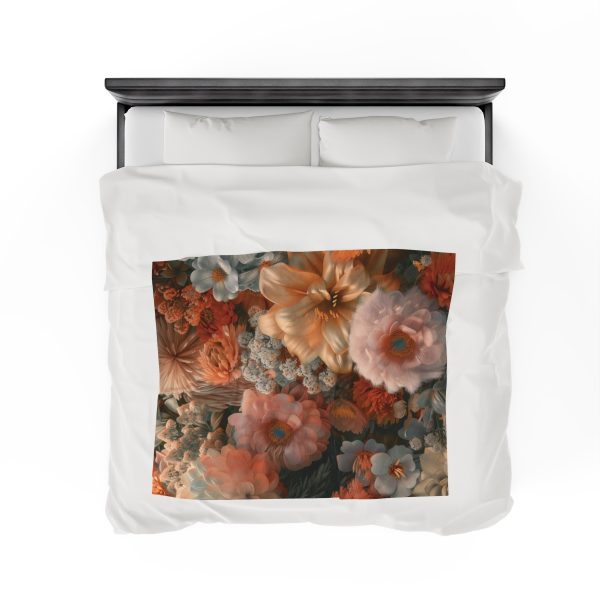 Lustrous Peach Baroque Floral 02 - Velveteen Plush Blanket - Image 24