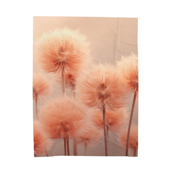 Misty Peach Dandelions - Velveteen Plush Blanket - Image 2