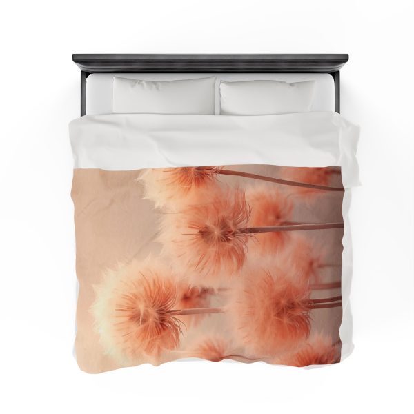 Misty Peach Dandelions - Velveteen Plush Blanket - Image 8