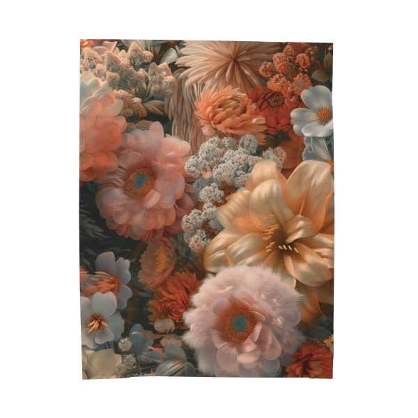 Lustrous Peach Baroque Floral 02 - Velveteen Plush Blanket - Image 2