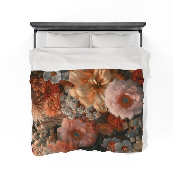 Lustrous Peach Baroque Floral 02 - Velveteen Plush Blanket - Image 8